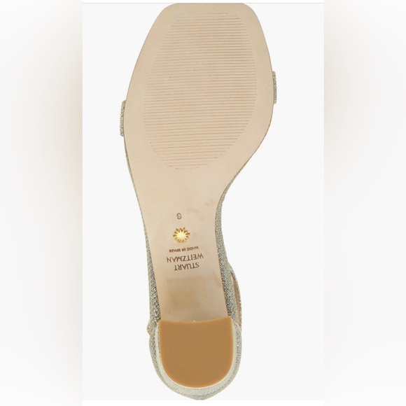 Stuart Weitzman Gold Block Heel Sandals - Picture 6 of 8